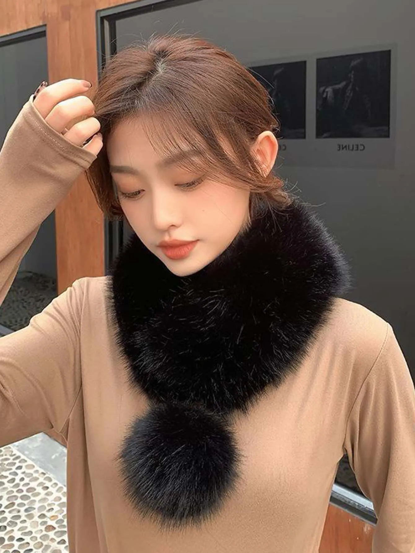 1pc Solid Color Premium Plush Ball Classic Neck Warmer - FD ⚡
