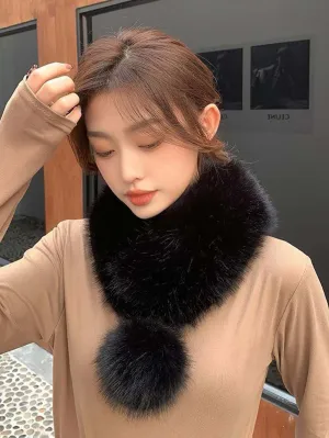 1pc Solid Color Premium Plush Ball Classic Neck Warmer - FD ⚡