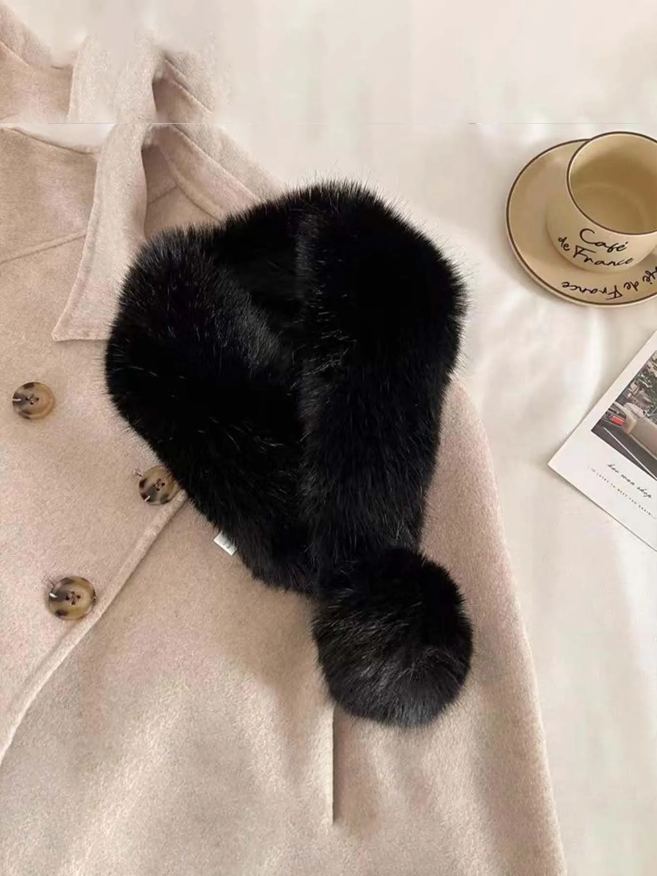 1pc Solid Color Premium Plush Ball Classic Neck Warmer - FD ⚡