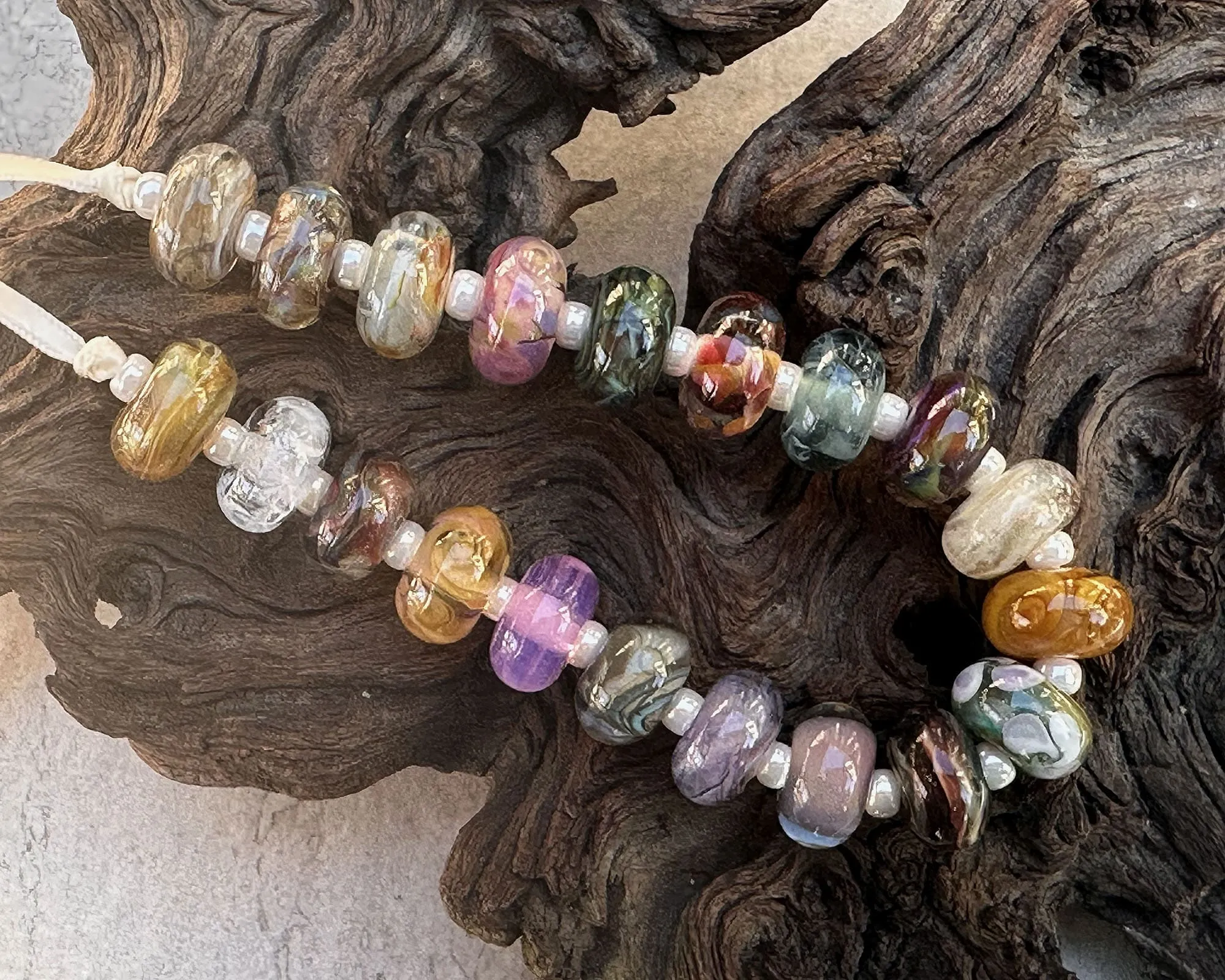 20 Soft Tones Orphan Lampwork Beads Mix SRA