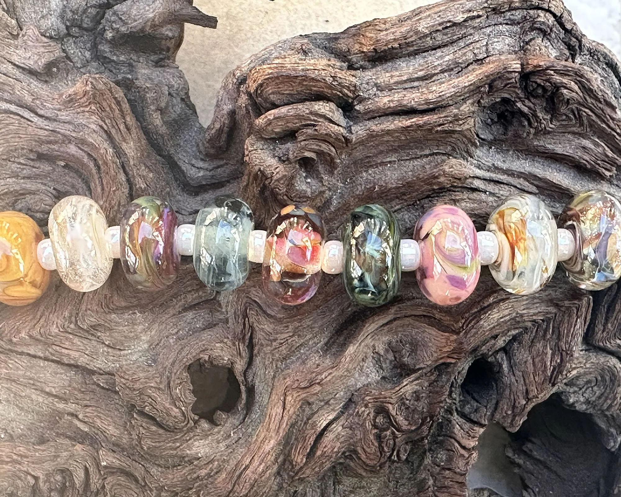 20 Soft Tones Orphan Lampwork Beads Mix SRA