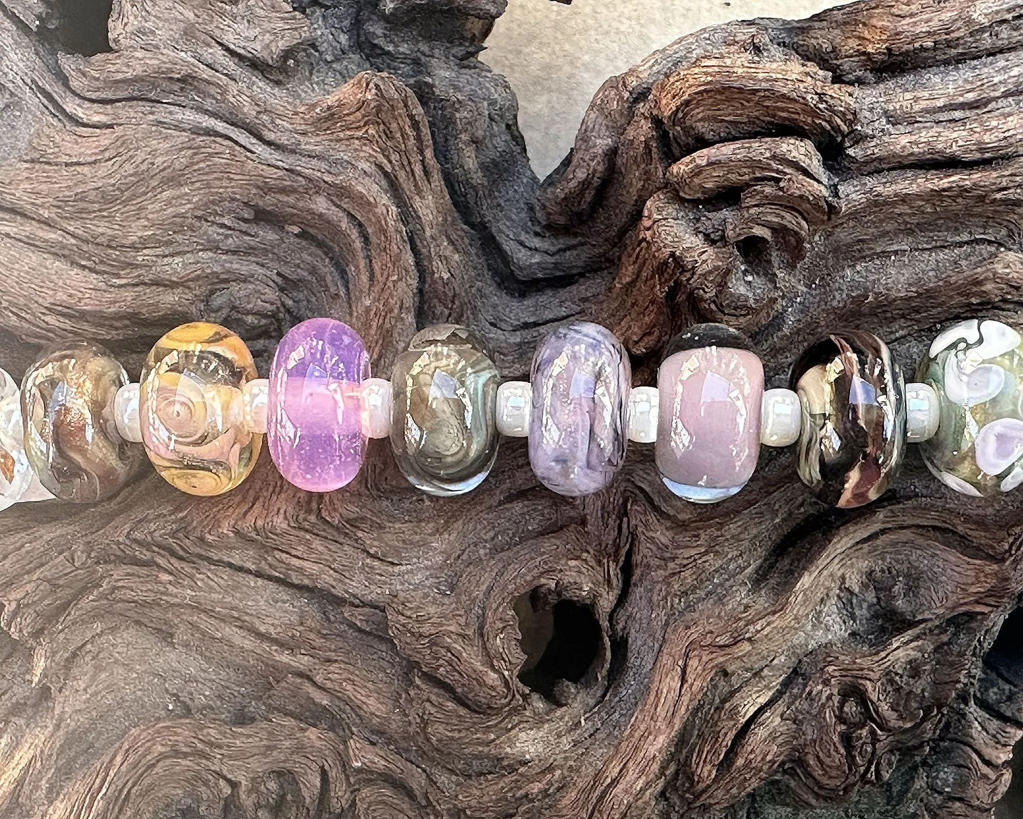 20 Soft Tones Orphan Lampwork Beads Mix SRA