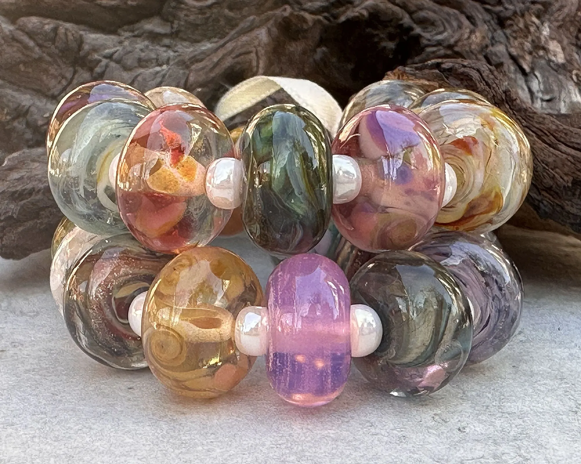 20 Soft Tones Orphan Lampwork Beads Mix SRA