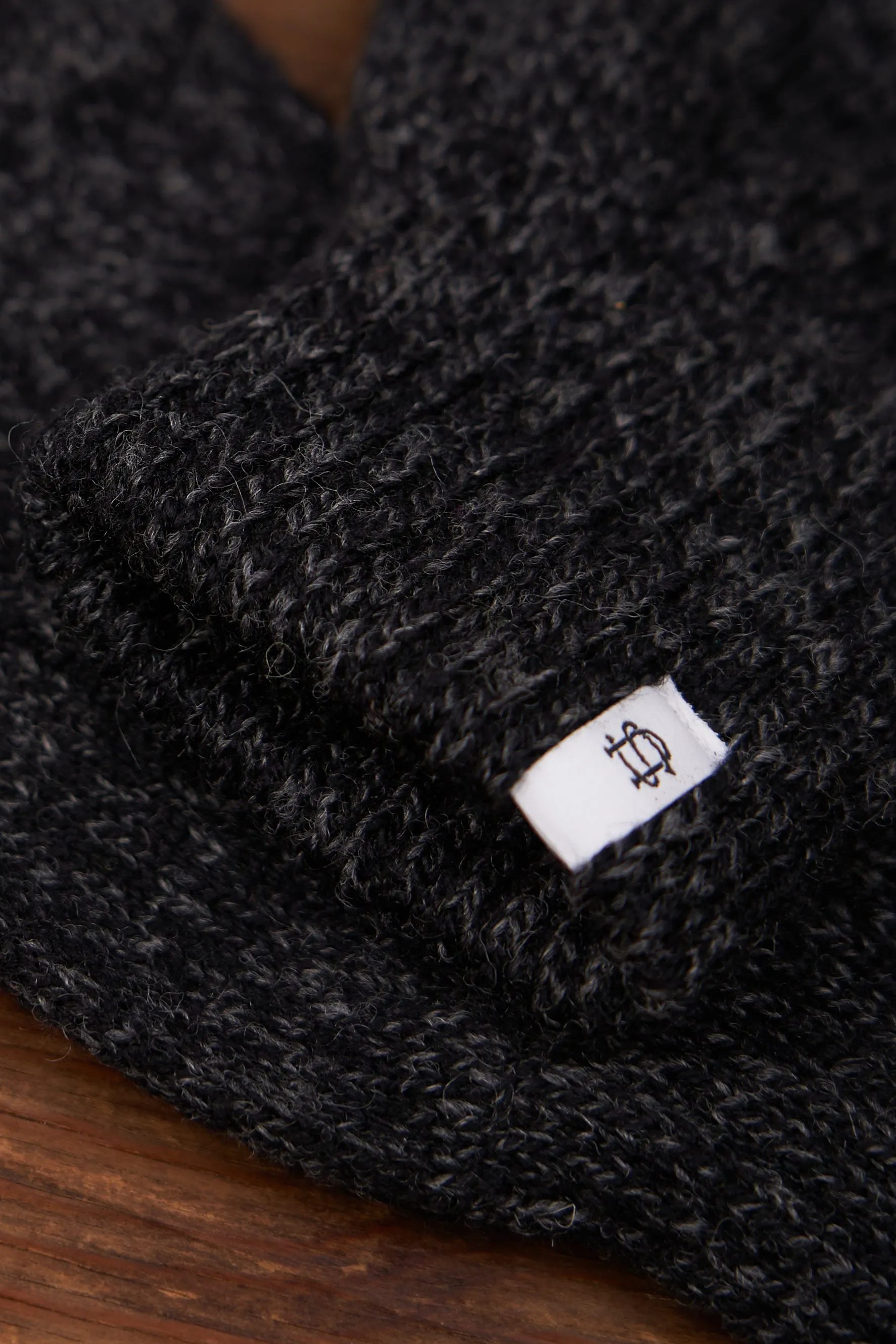 Black Melange Convertible Fingerless 'Glomitt' with Black Deerskin