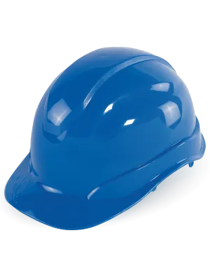 Bullhead Safety™ Head Protection Blue Unvented Cap Style Hard Hat With Six-Point Ratchet Suspension - HH-C2-B