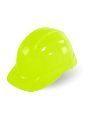Bullhead Safety™ Head Protection High-Visibility Yellow/Green Unvented Cap Style Hard Hat With Six-Point Ratchet Suspension - HH-C2-YG