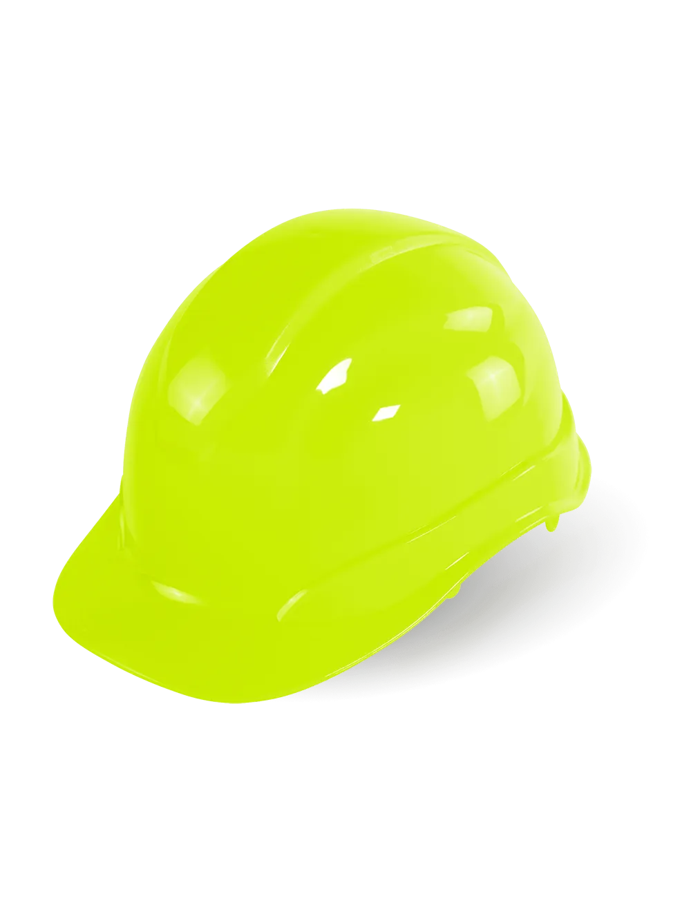 Bullhead Safety™ Head Protection High-Visibility Yellow/Green Unvented Cap Style Hard Hat With Six-Point Ratchet Suspension - HH-C2-YG