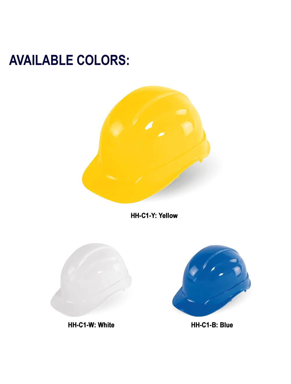 Bullhead Safety™ Head Protection Yellow Unvented Cap Style Hard Hat With Six-Point Slide Lock Suspension - HH-C1-Y