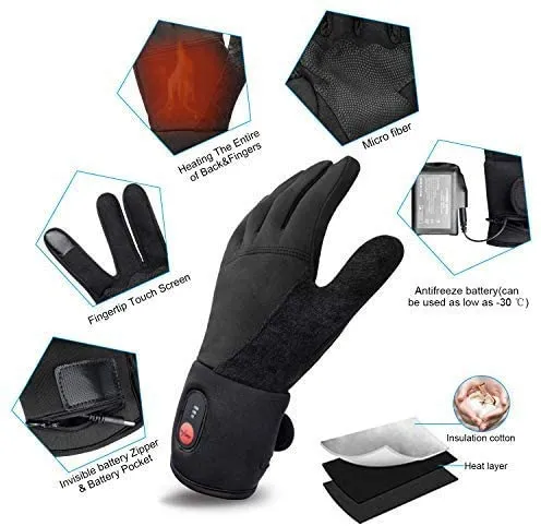 Day Wolf Non-Slip Thin Heated Liner Gloves