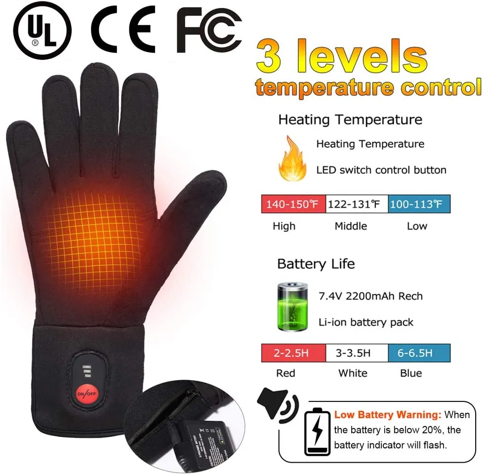 Day Wolf Non-Slip Thin Heated Liner Gloves