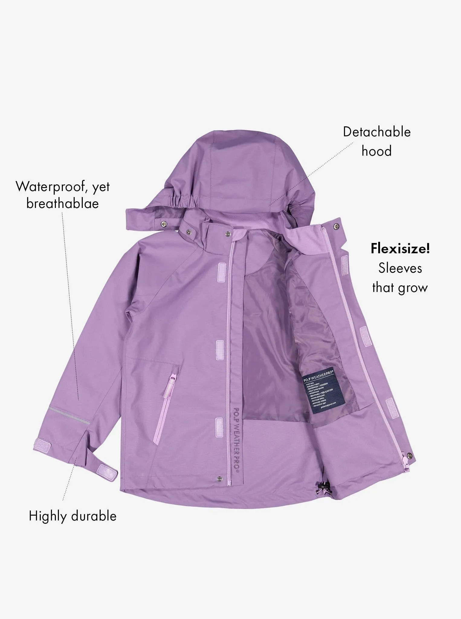 Extendable Waterproof Kids Shell Jacket