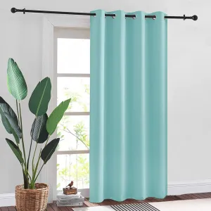 Faux Silk Blackout Curtains for Door and Window, Pack of 2 Curtains - Aqua Blue
