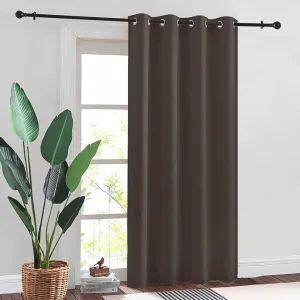 Faux Silk Blackout Curtains, For Door and Window, Pack Of 2 Curtains - Dark Brown