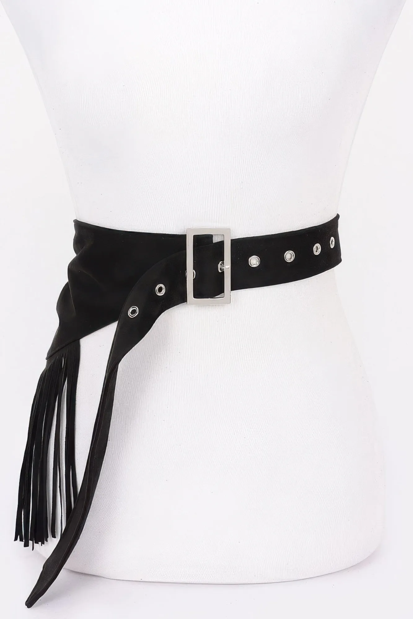 Faux Suede Fringe Belt