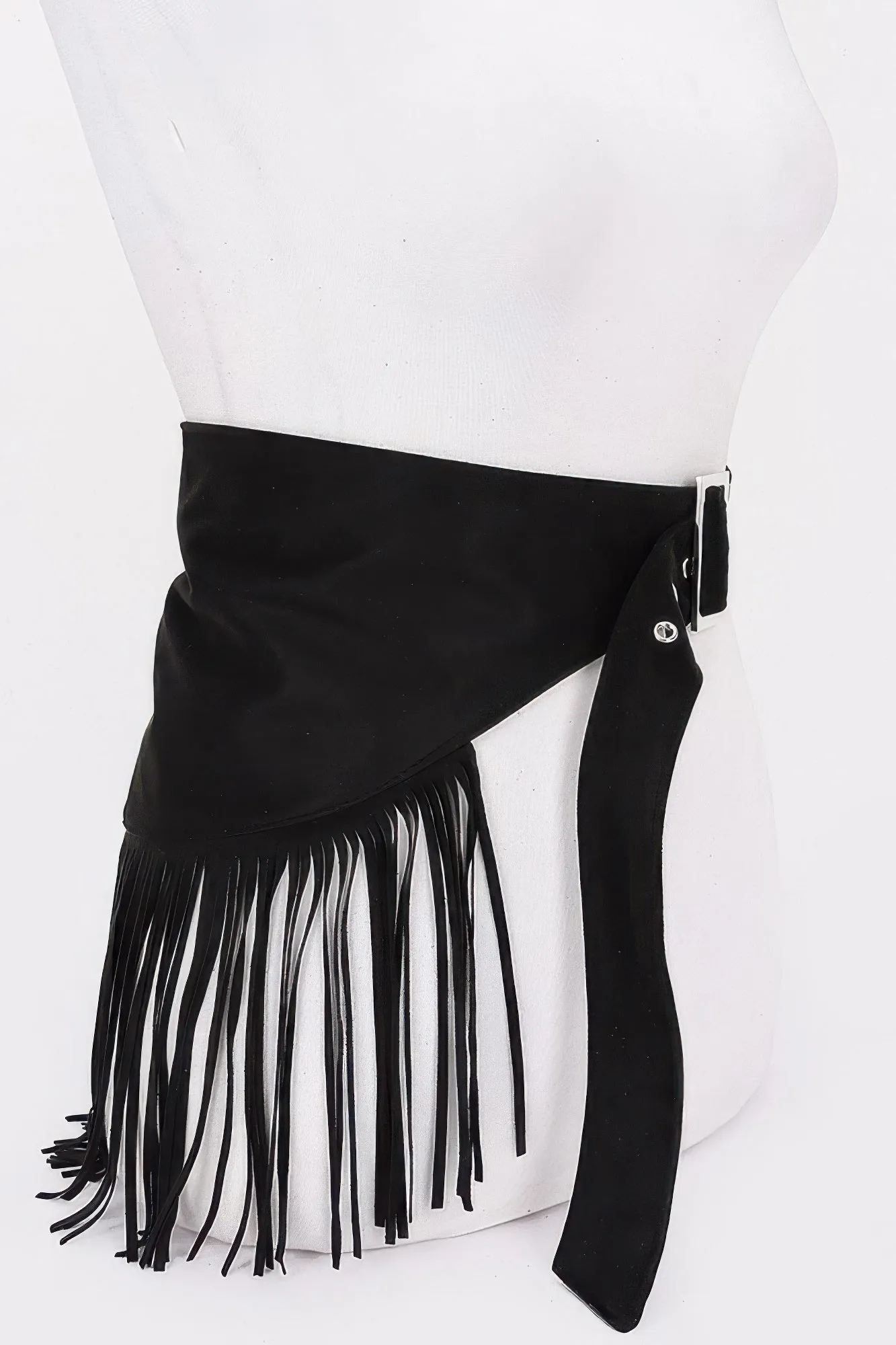 Faux Suede Fringe Belt