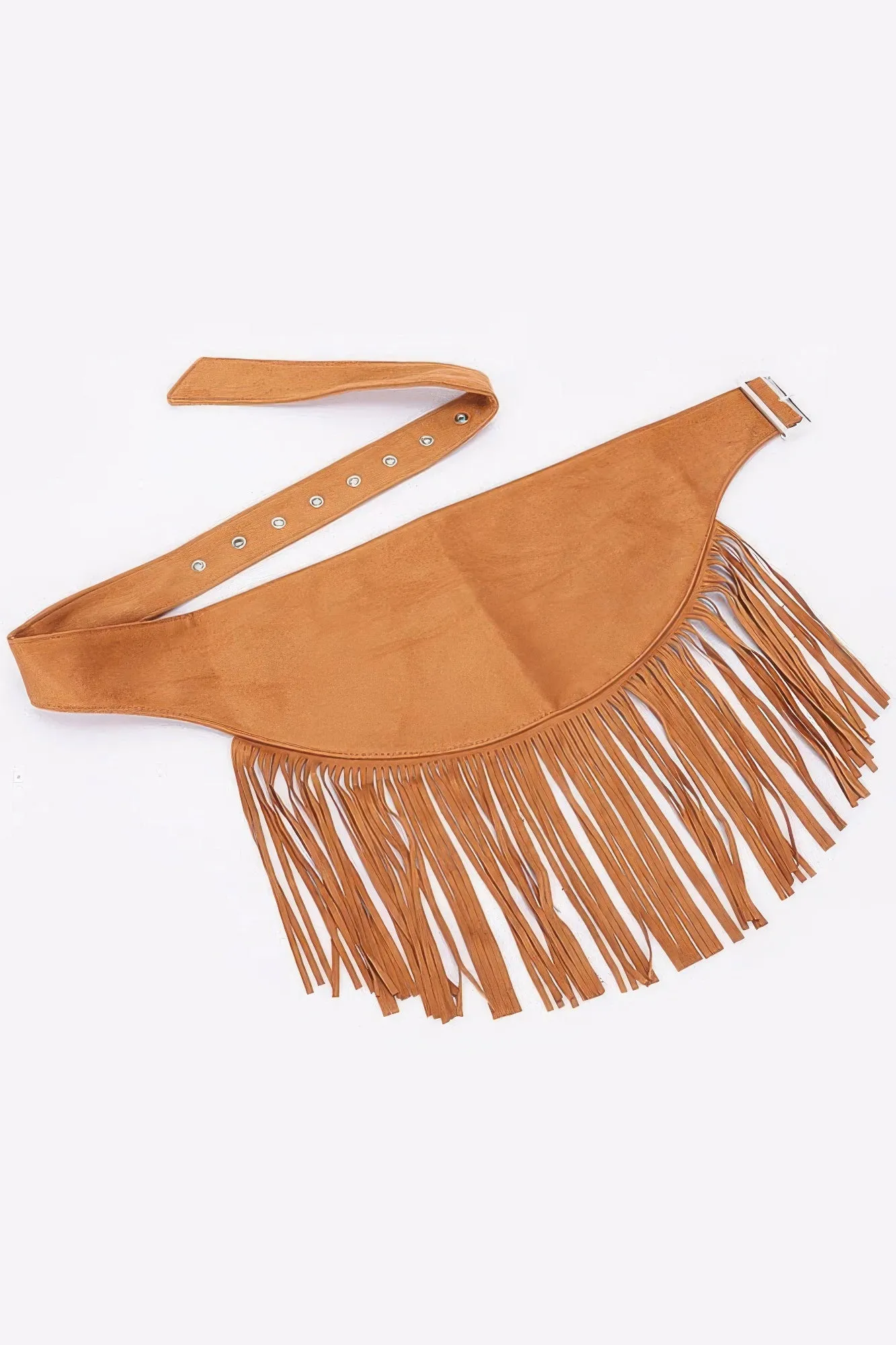 Faux Suede Fringe Belt
