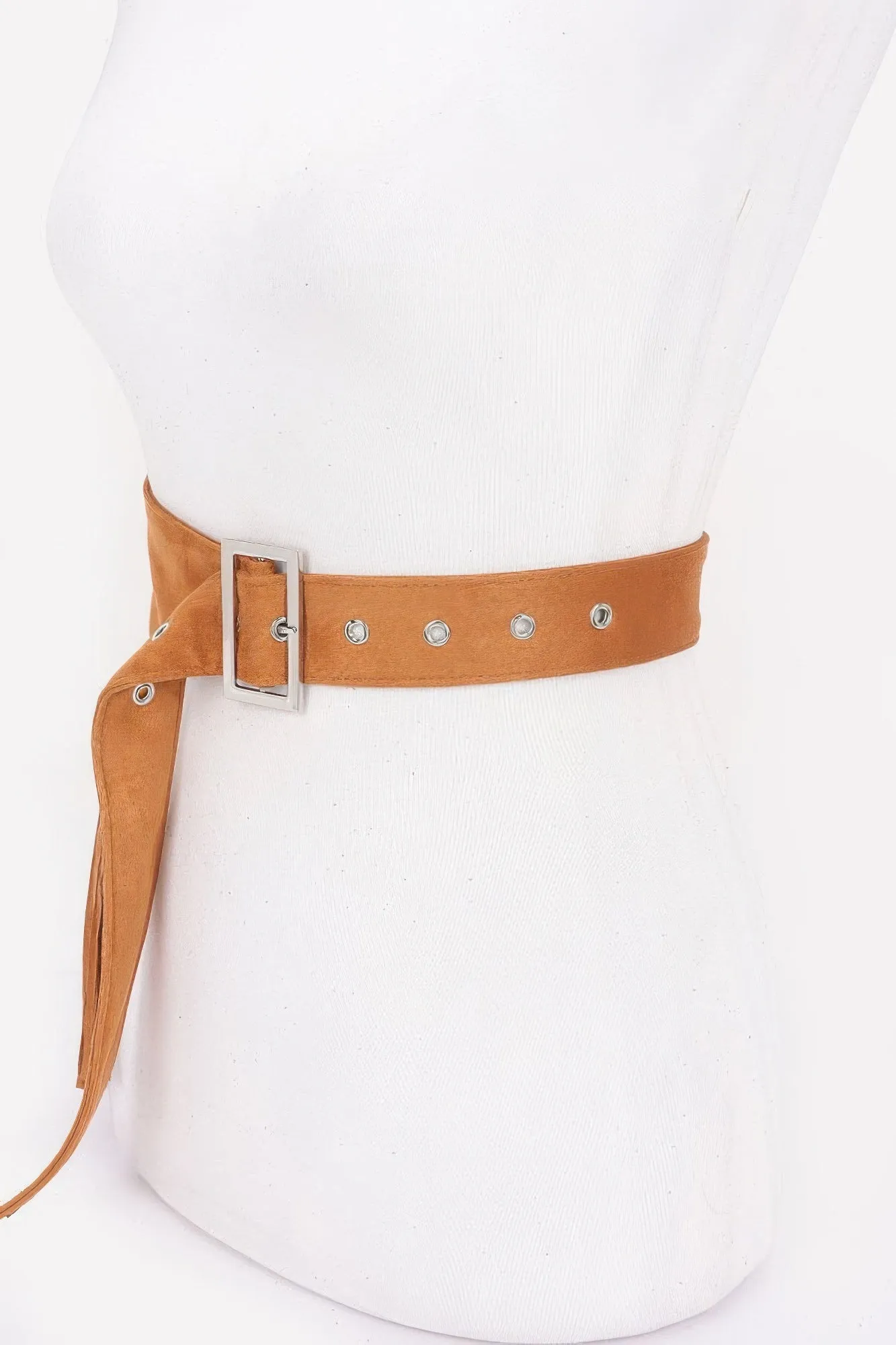 Faux Suede Fringe Belt