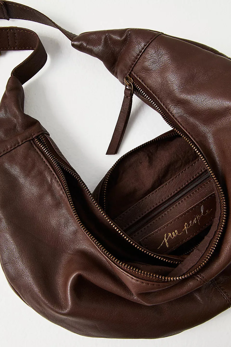 Free People Leather Idle Sling Bag- Espresso
