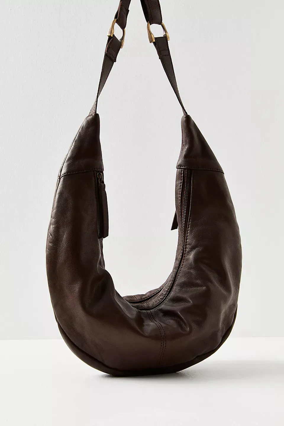 Free People Leather Idle Sling Bag- Espresso