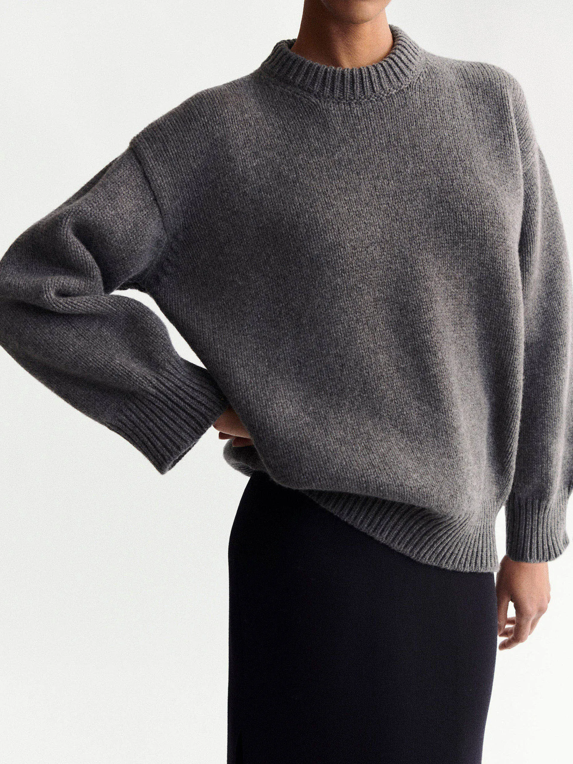 Grey Caragh chunky slouch Geelong crewneck