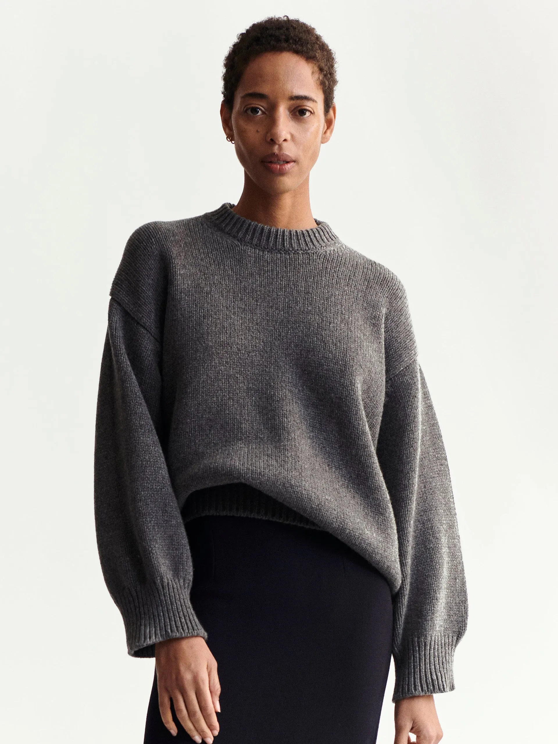 Grey Caragh chunky slouch Geelong crewneck