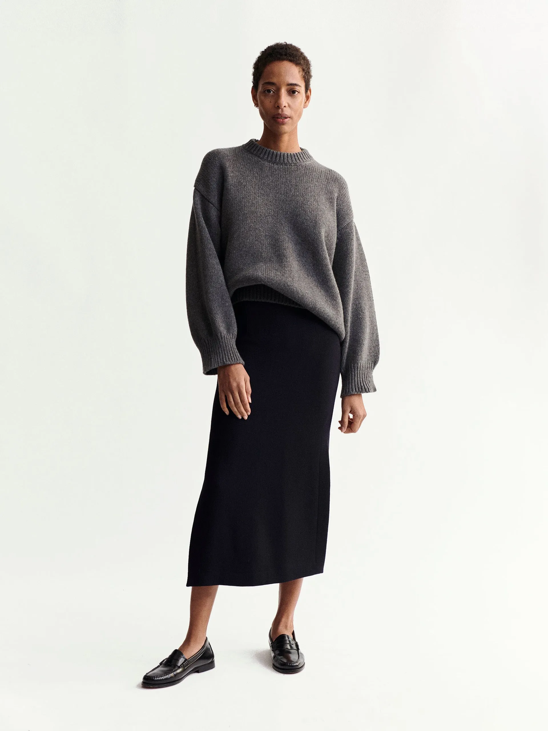 Grey Caragh chunky slouch Geelong crewneck