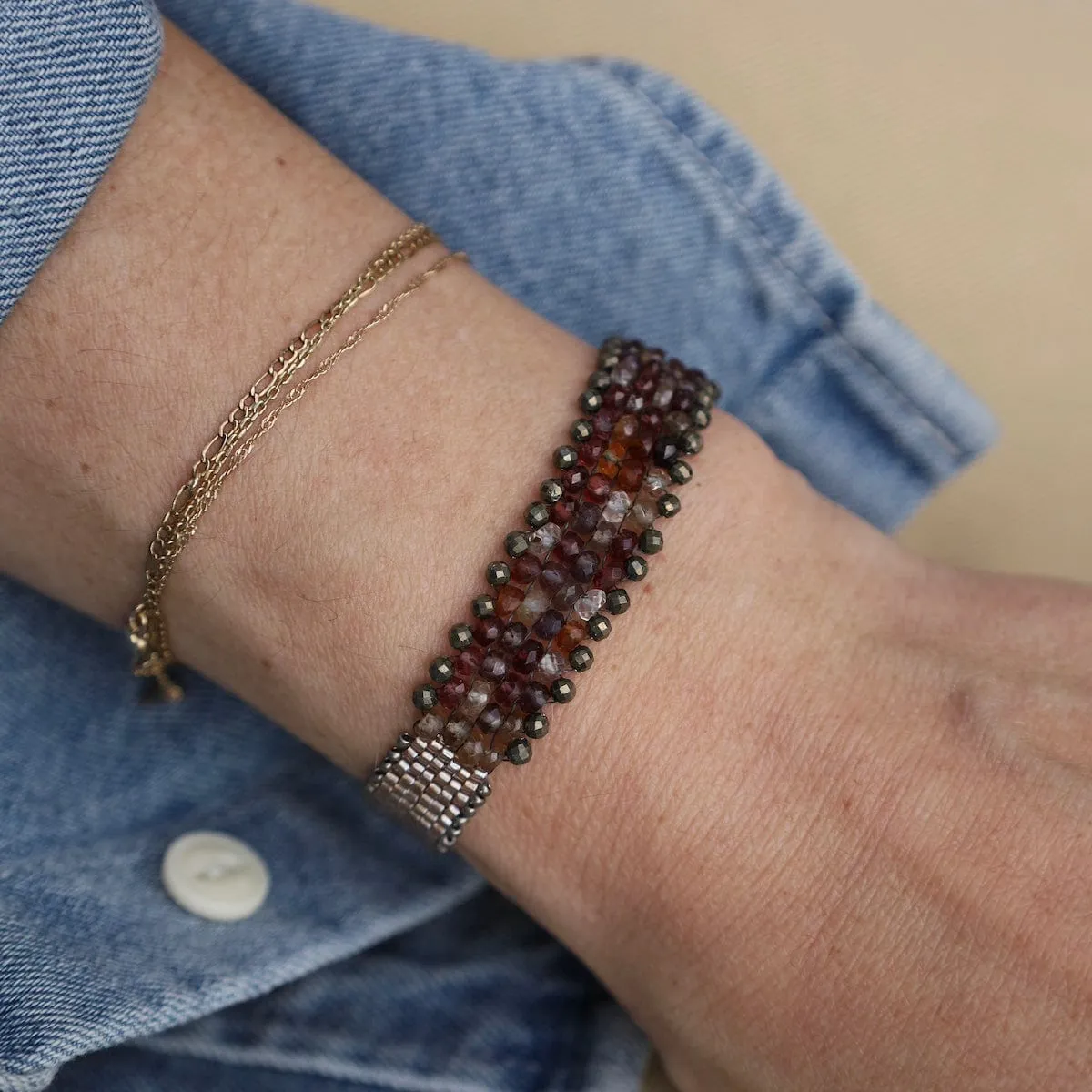 Hand Woven Soft Bracelet of Tundra Sapphire