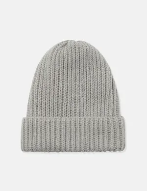Highland Rib Beanie Hat (Wool/Alpaca) - Light Grey