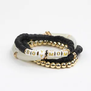 Le La Lo Boy Mom Tubular Beaded Bracelet Set | Ladies Black