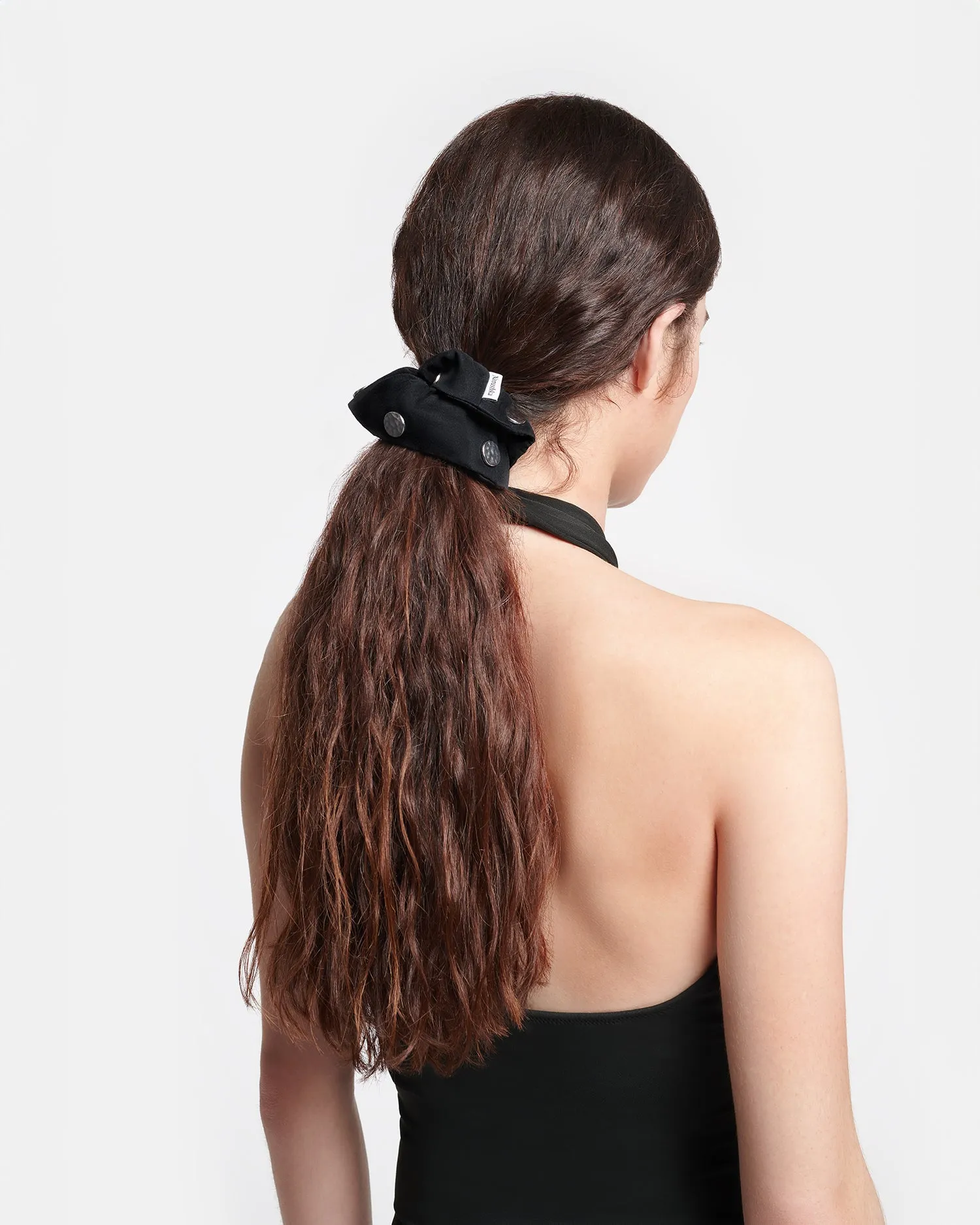 Lou - Studded Organza Scrunchie - Black