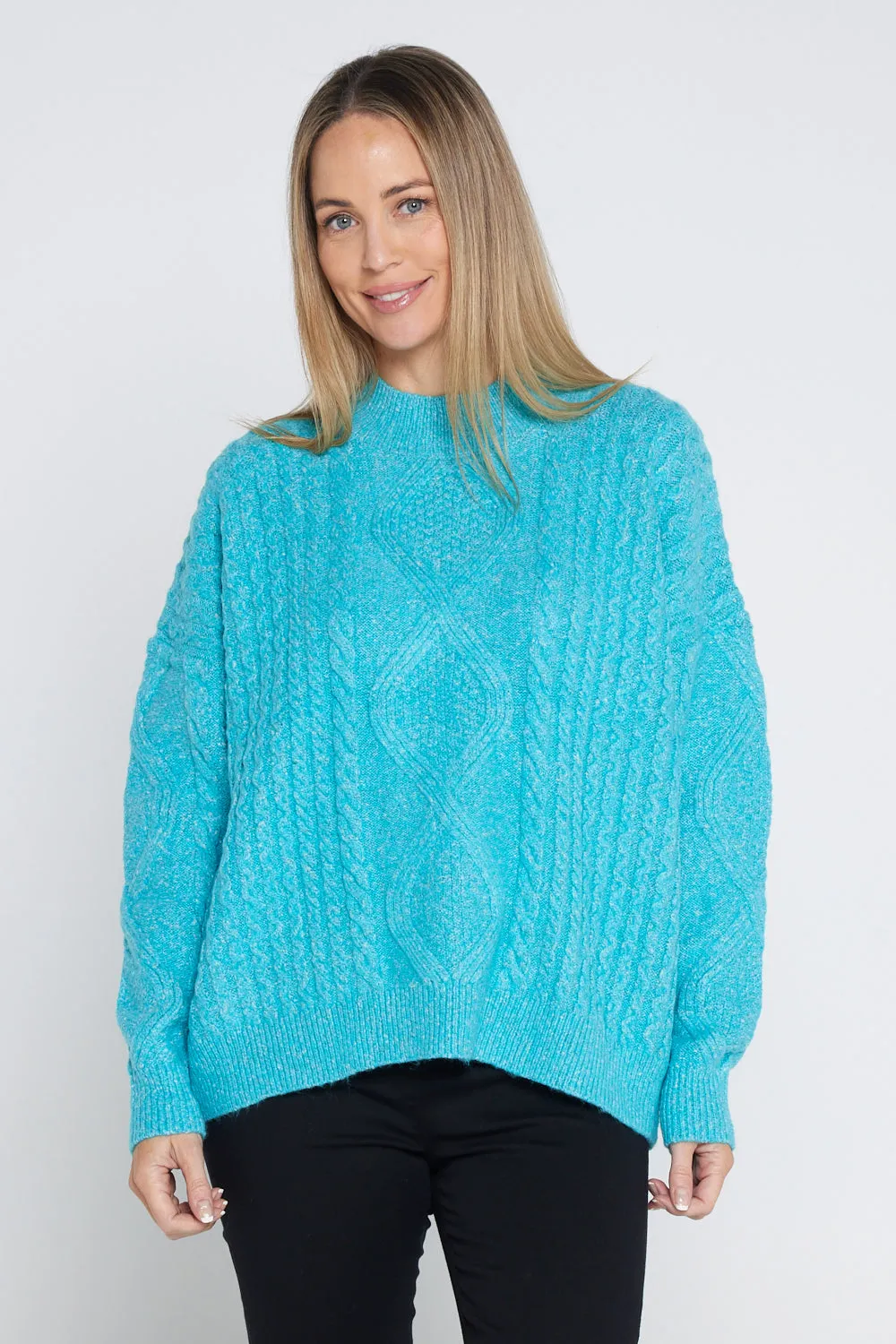 Miranda Cable Knit Jumper - Aqua