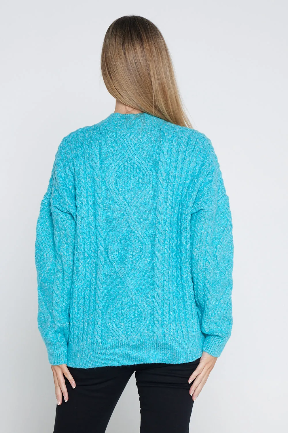 Miranda Cable Knit Jumper - Aqua