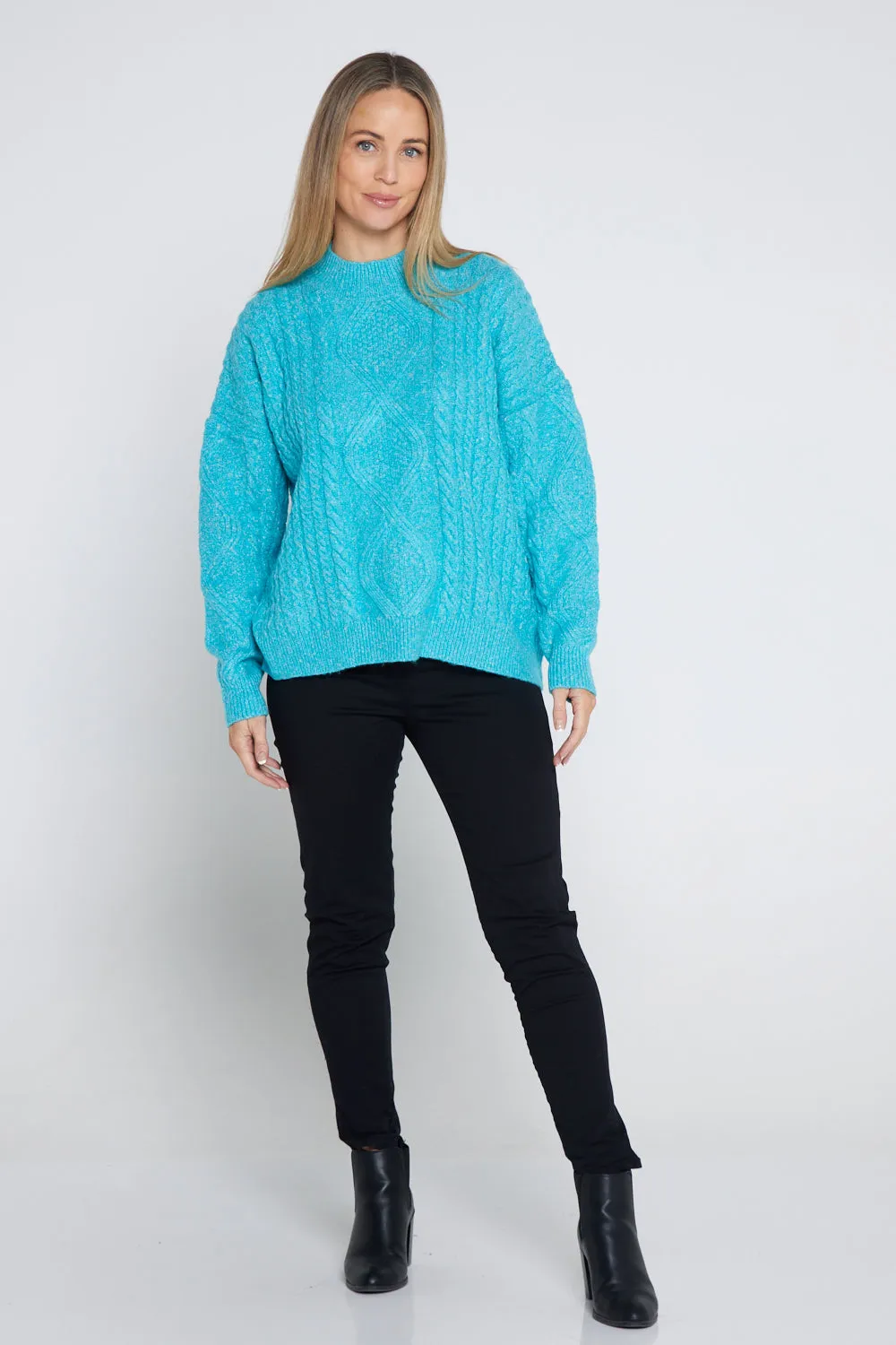 Miranda Cable Knit Jumper - Aqua