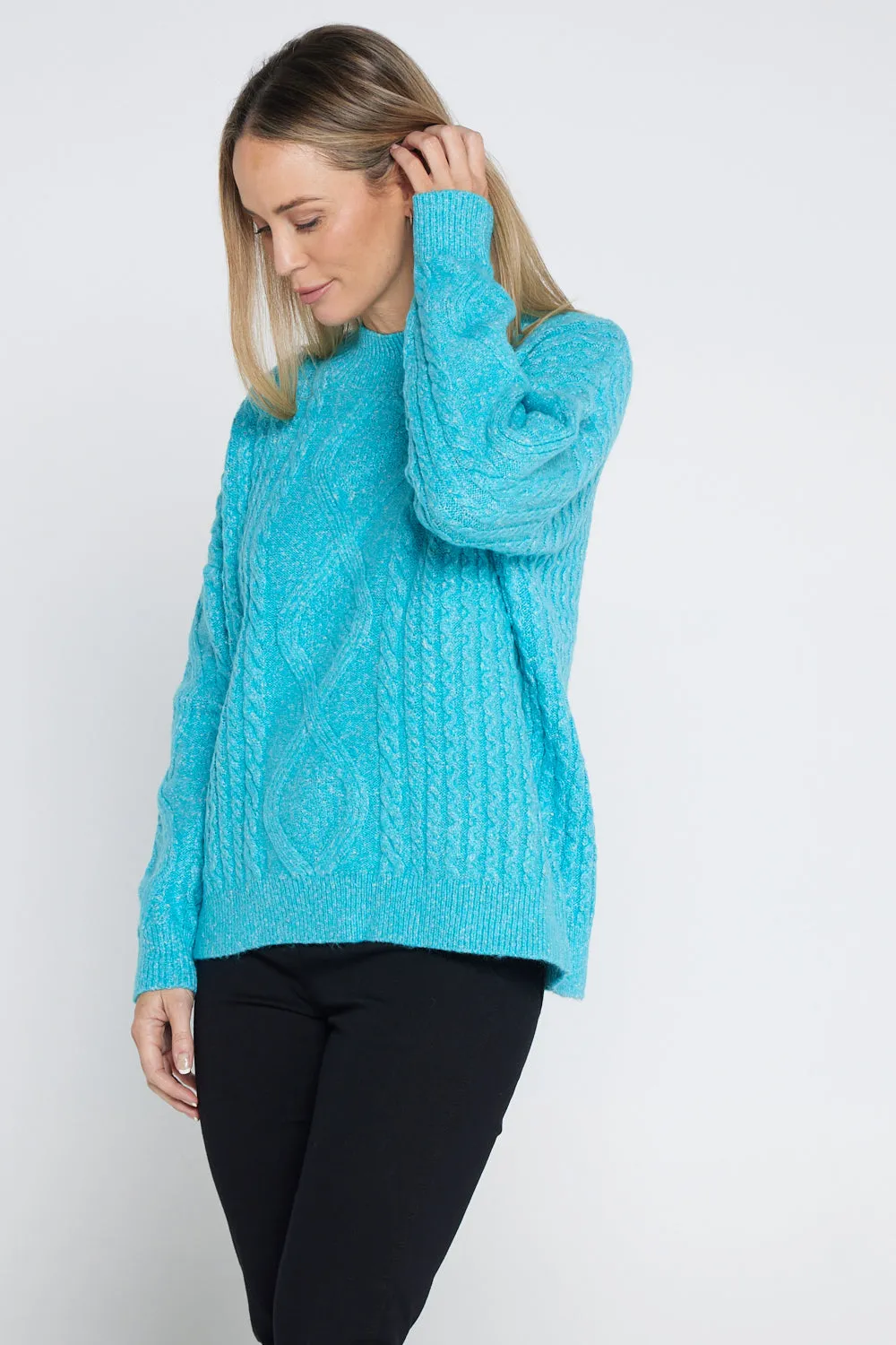 Miranda Cable Knit Jumper - Aqua