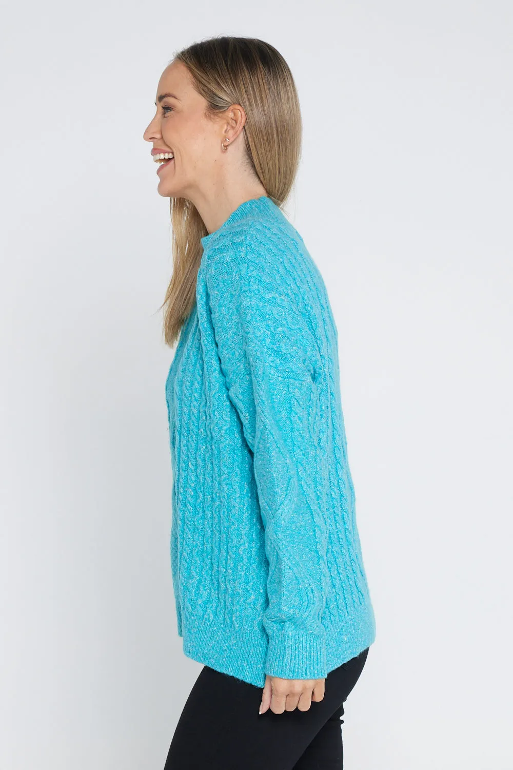 Miranda Cable Knit Jumper - Aqua