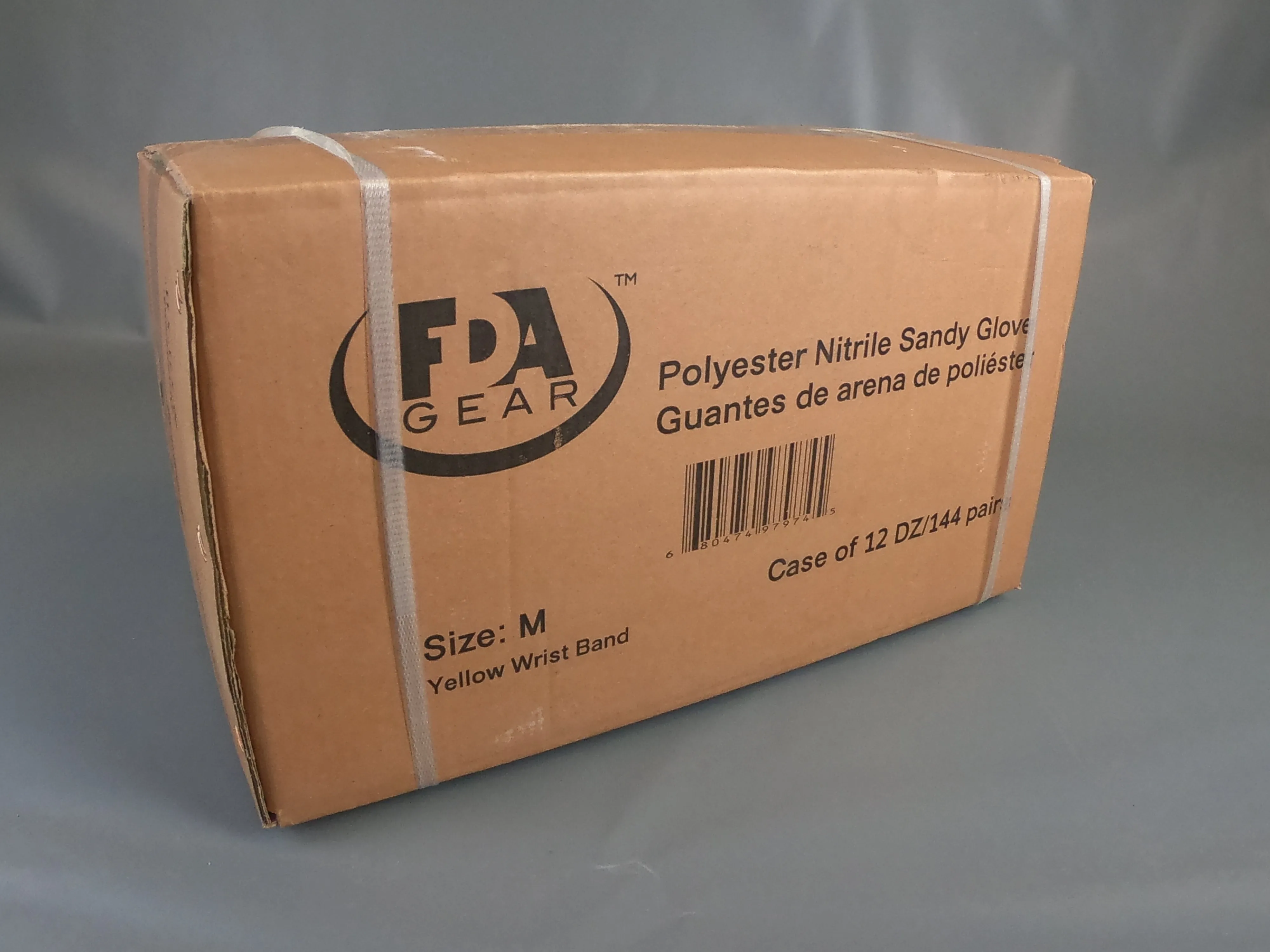 Nitrile Sandy Fluorescent Green Polyester Glove ( touch-screen)  Size M  144 pairs
