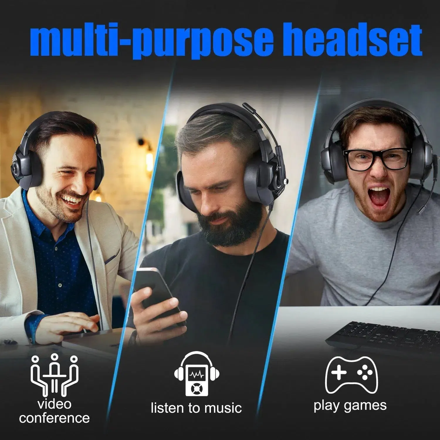 ONIKUMA K6 Casque PC Gamer Bass Stereo wired Gaming Headphones