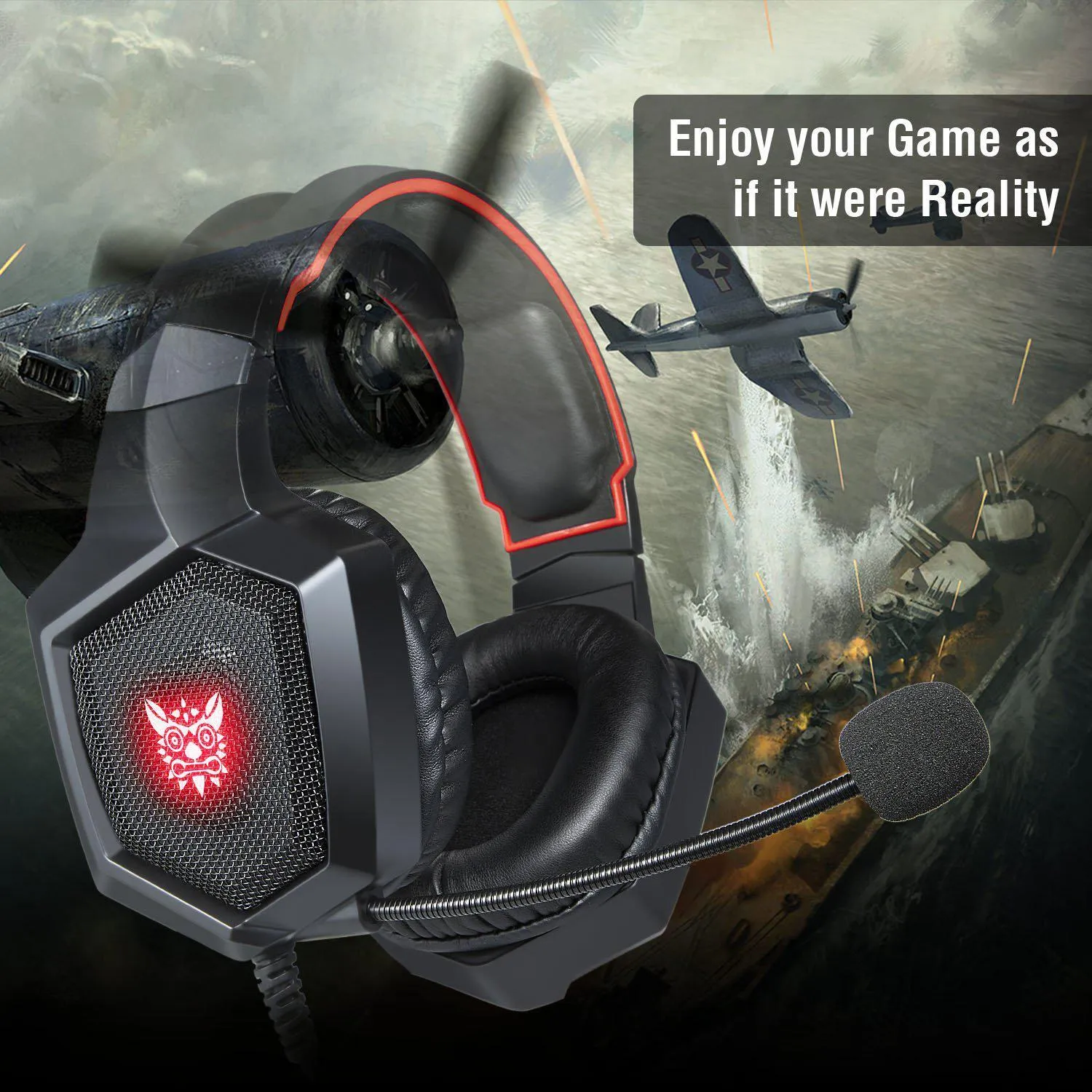 ONIKUMA K8 Wired Stereo Gaming Headphones With Mic LED Lights