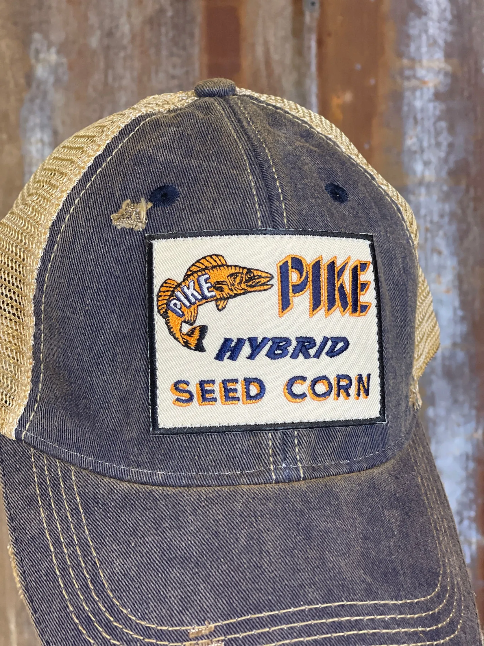 Pike Seed Corn Hat- Distressed Navy Blue