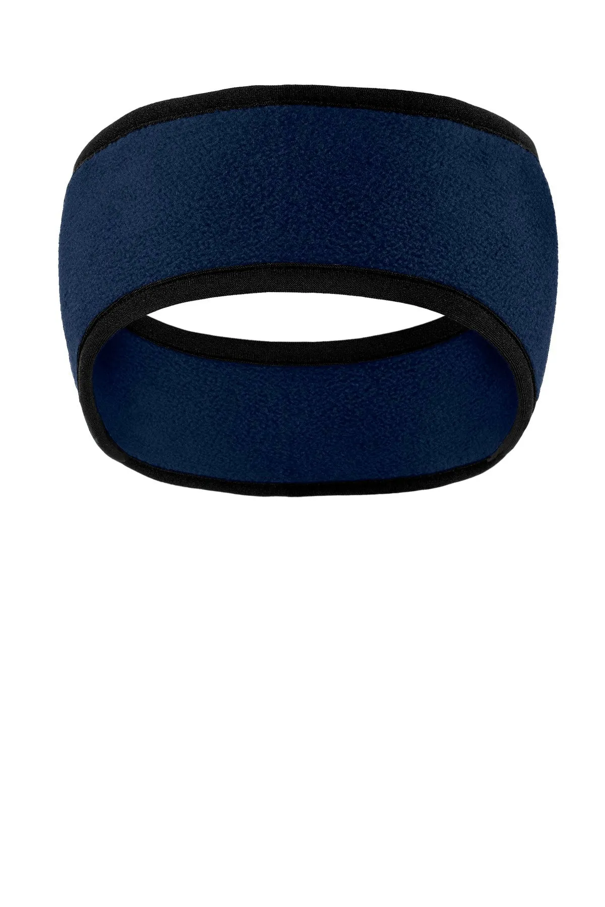 Port Authority Two-Color Fleece Customized Headbands, Navy