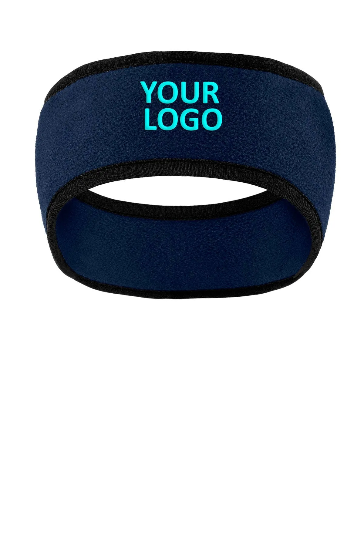 Port Authority Two-Color Fleece Customized Headbands, Navy