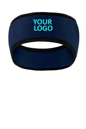 Port Authority Two-Color Fleece Customized Headbands, Navy