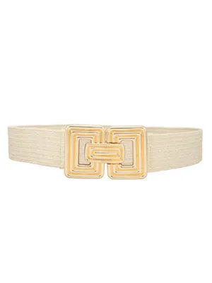 Ribbed Buckle Straw Belt