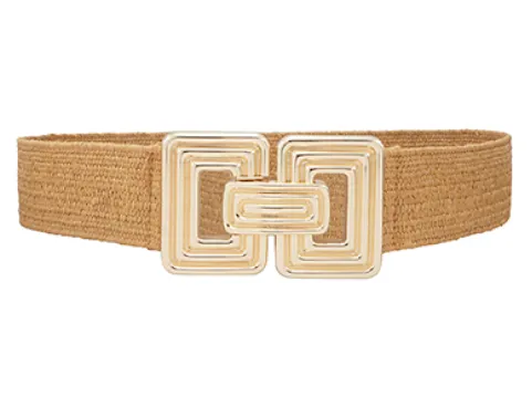 Ribbed Buckle Straw Belt