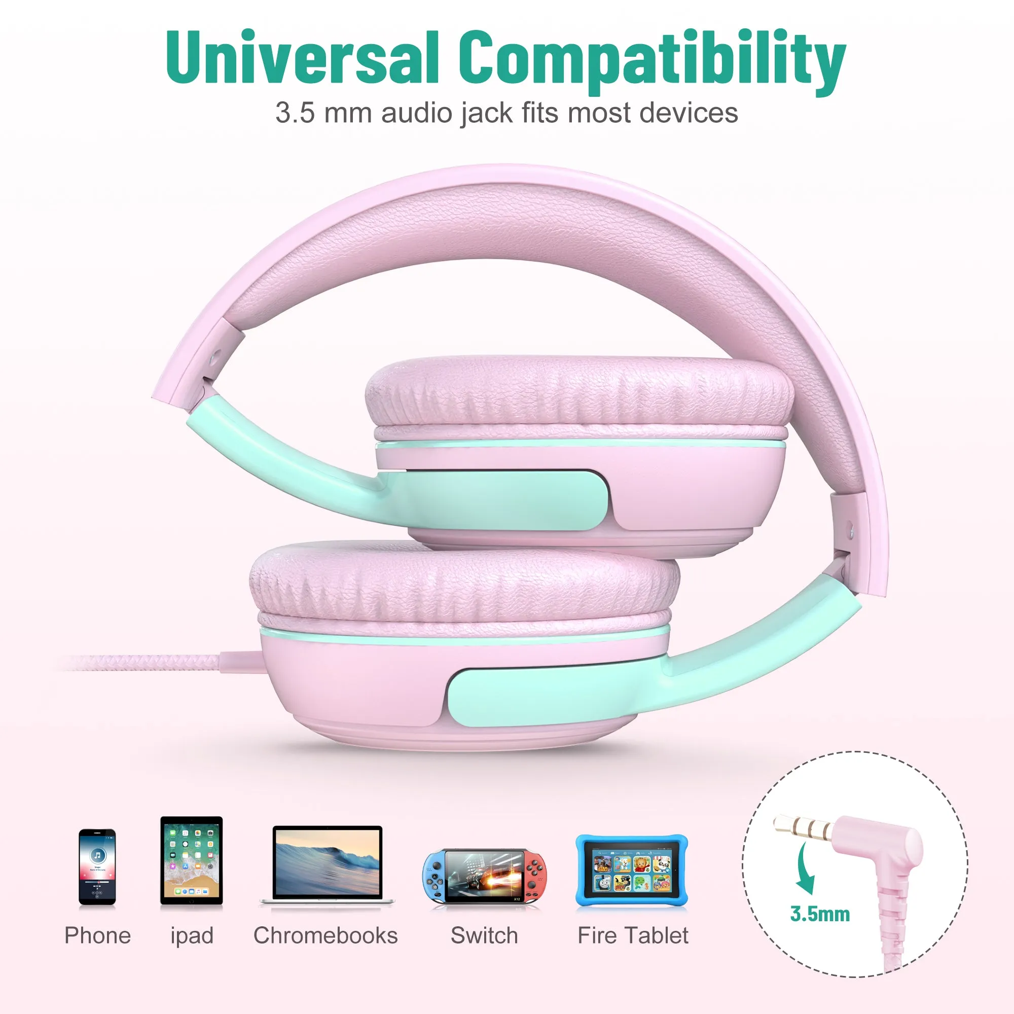 Rockpapa Share 1 Wired Headphones with Microphone & Share Port & Volume Limiting for Kids Adults