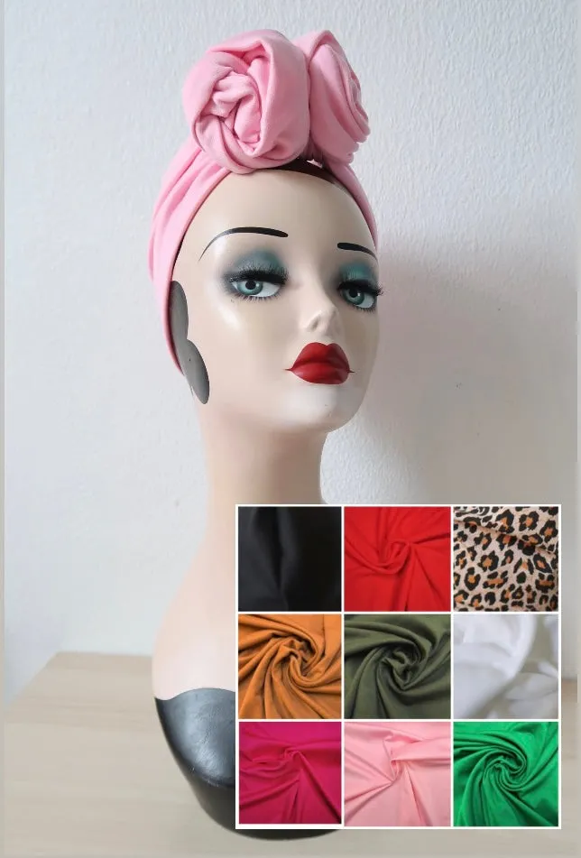 ROSE KNOT Vintage Style Pre-tied Headband in 9 Colours (made to order)