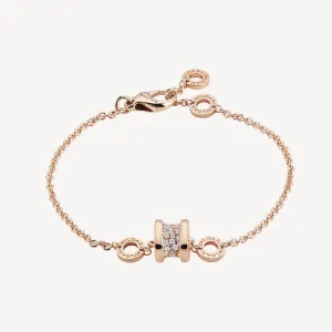 ZERO 1 SOFT PINK GOLD WITH PAVED DIAMONDS ON THE SPIRAL BRACELET